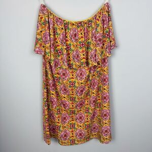 JUDITH MARCH | Floral Strapless Dress in Yellow and Pink Women’s Size Medium